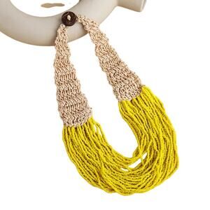 Boho Beaded Necklace Sunshine Yellow Vacation Resortwear Beach Best Seller